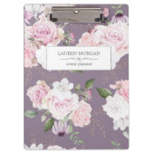 Rose Garden Mauve | Personalisierte Zwischenablage Klemmbrett (Vorderseite)