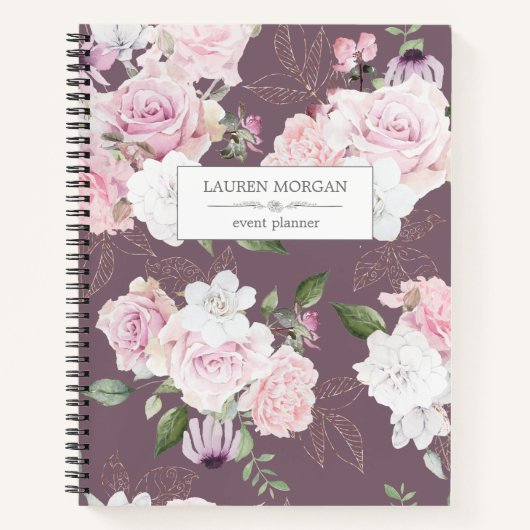 Rose Garden Mauve | Personalisiertes Notebook Notizblock (Vorderseite)