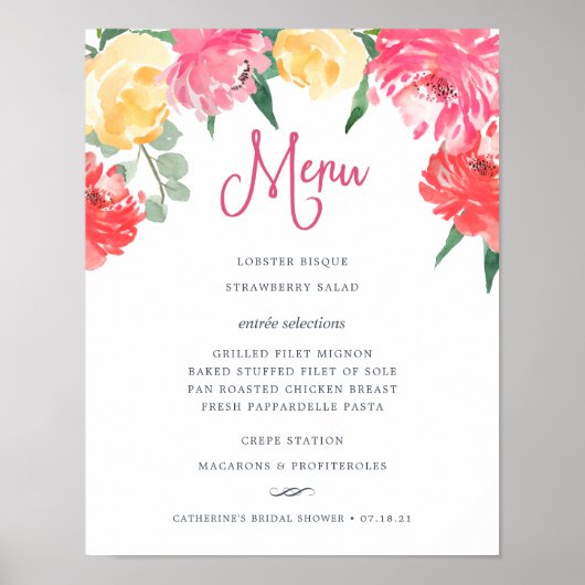 Rosé Garden Menu Sign Poster (Vorne)