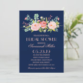 Rose Garden Midnight Blue| Brautparty Einladung (Stehend Vorderseite)