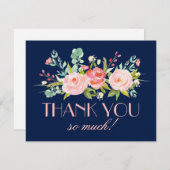 Rose Garden Midnight Blue | Dankeskarte (Vorne/Hinten)