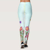 Rose Garden mit Schmetterlingen auf blauem Hinterg Leggings (Rückseite)