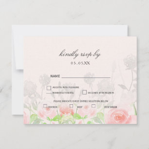 Rose Garden Moderne Hochzeit mit floralen Einflüss RSVP Karte