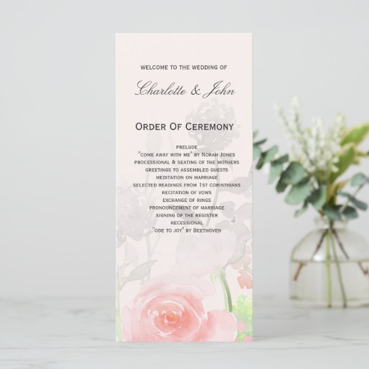 Rose Garden Moderne Hochzeitsprogramme Programm (Stehend Vorderseite)