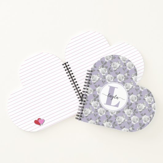 Rose Garden Monogram Lavendel Notebook Notizblock (Innenseite)
