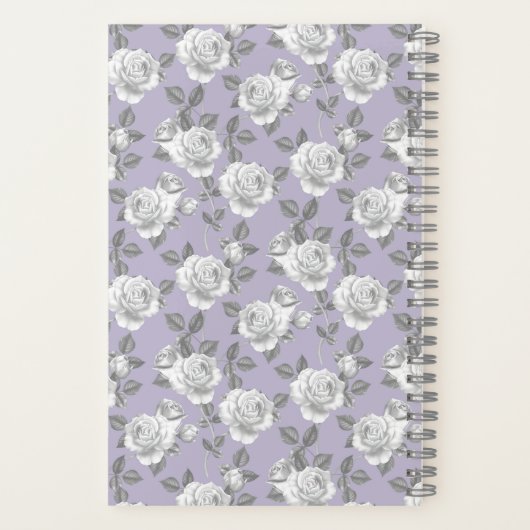 Rose Garden Monogram Lavendel Notebook Notizblock (Rückseite)