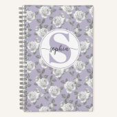 Rose Garden Monogram Lavendel Notebook Notizblock (Vorderseite)