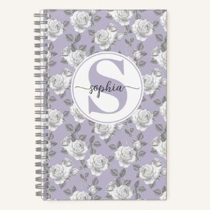 Rose Garden Monogram Lavendel Notebook Notizblock