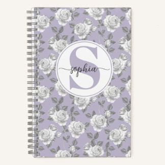 Rose Garden Monogram Lavendel Notebook Notizblock