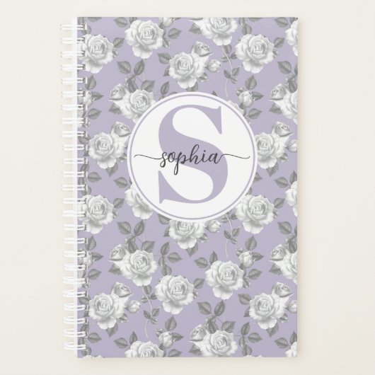 Rose Garden Monogram Lavendel Planner Planer (Vorderseite)