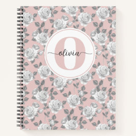 Rose Garden Monogram Pink Notebook Notizblock