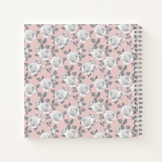 Rose Garden Monogram Pink Notebook Notizblock (Rückseite)