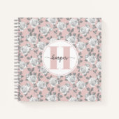 Rose Garden Monogram Pink Notebook Notizblock (Vorderseite)