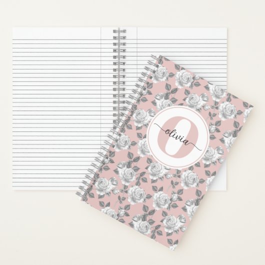 Rose Garden Monogram Pink Notebook Notizblock (Innen)