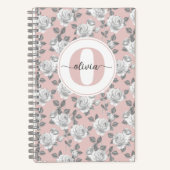 Rose Garden Monogram Pink Notebook Notizblock (Vorderseite)