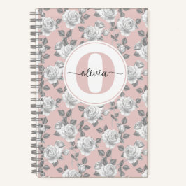 Rose Garden Monogram Pink Notebook Notizblock