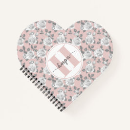 Rose Garden Monogram Pink Notebook Notizblock