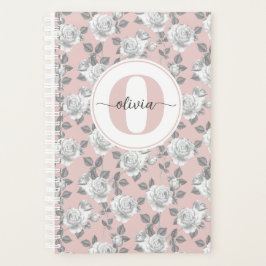 Rose Garden Monogram Pink Planner Planer