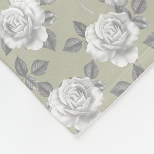 Rose Garden Monogram Sage Green Fleecedecke (Ecke)