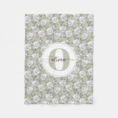 Rose Garden Monogram Sage Green Fleecedecke (Vorderseite)