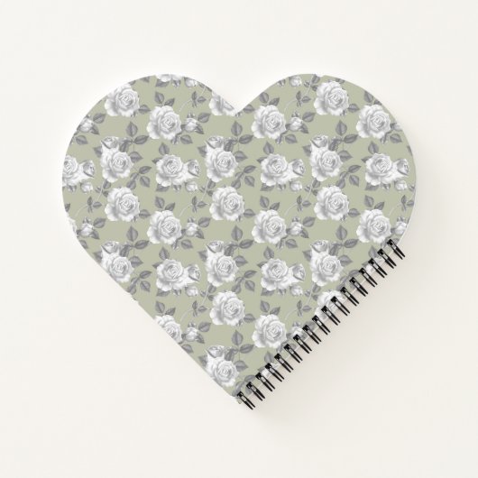 Rose Garden Monogram Sage Green Notebook Notizblock (Rückseite)