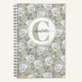 Rose Garden Monogram Sage Green Notebook Notizblock (Vorderseite)