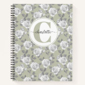 Rose Garden Monogram Sage Green Notebook Notizblock (Vorderseite)
