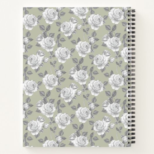 Rose Garden Monogram Sage Green Notebook Notizblock (Rückseite)