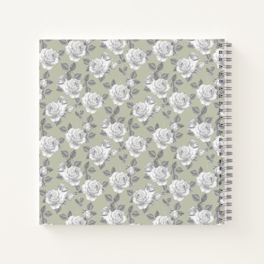 Rose Garden Monogram Sage Green Notebook Notizblock (Rückseite)