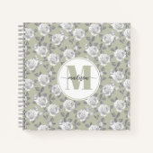 Rose Garden Monogram Sage Green Notebook Notizblock (Vorderseite)