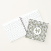 Rose Garden Monogram Sage Green Notebook Notizblock (Innenseite)