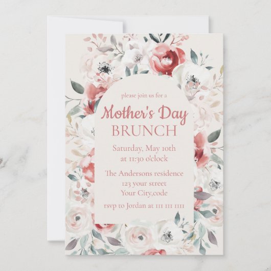 Rose Garden Muttertag Brunch Einladung (Vorderseite)