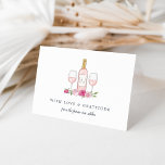 Rosé Garden Personalisiert Dankeskarte<br><div class="desc">Diese eleganten Dankeskarten, die sich mit unserer Rosé Garden Weinsortiment-Sammlung abstimmen, zeigen eine Aquarellillustrierung einer Rosé-Flasche, flankiert von zwei Weingläsern auf einem Bett aus rosa Blume. Personalisieren Sie die Weinflasche mit den Initialen des Paares, fügen Sie unten zwei Zeilen benutzerdefinierten Text hinzu und passen Sie mit einer optionalen Insider-Nachricht an,...</div>