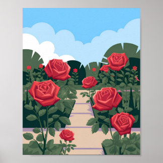 Rose Garden Poster - Minimalistischer Flachbildsch