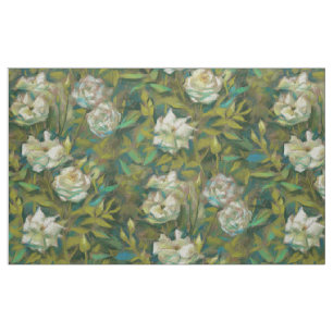 "Rose Garden", Retro-Blumendesign, Minze & Ocher Stoff