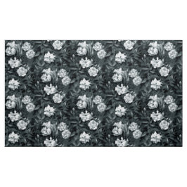 "Rose Garden", Retro-Blumenmuster, schwarz-weiß Stoff