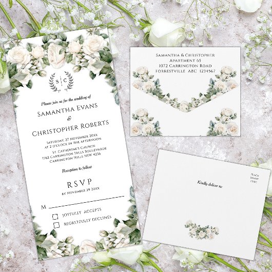 Rose Garden Romance Blumenhochzeit All In One Einladung