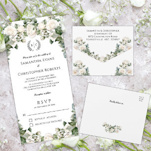 Rose Garden Romance Florale Hochzeit  All In One Einladung