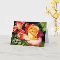 Rose Garden Rosa und Gelbe Blumen Geburtstagskarte