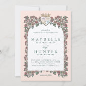 Rose Garden Royal Crown Mongram Herz Einladung (Vorderseite)