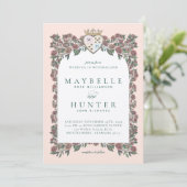 Rose Garden Royal Crown Mongram Herz Einladung (Stehend Vorderseite)