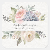 Rose Garden Sweet Butterfly Pink Baby Girl Dusche Quadratischer Aufkleber (Vorderseite)