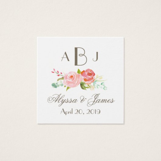 Rose Garden Three Letter Monogram Fevor Card (Vorderseite)