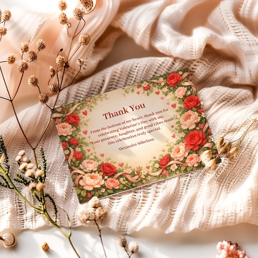 Rose Garden Valentine Party Dankeskarte