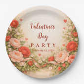 Rose Garden Valentine Party Pappteller (Vorderseite)