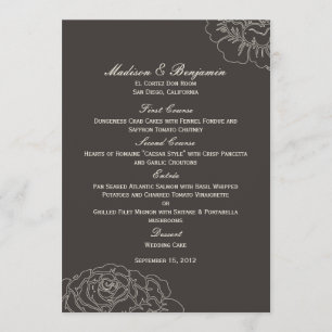 Rose Garden Wedding Menu Card - Kohle Menükarte