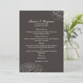Rose Garden Wedding Menu Card - Kohle Menükarte (Stehend Vorderseite)