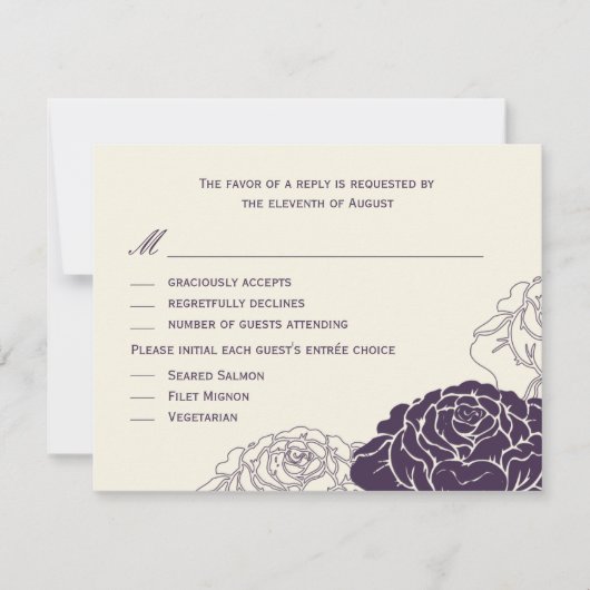 Rose Garden Wedding RSVP Card - Lila (Vorderseite)