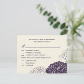 Rose Garden Wedding RSVP Card - Lila (Stehend Vorderseite)