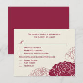 Rose Garden Wedding RSVP Card - Rich Red Karte (Vorne/Hinten)